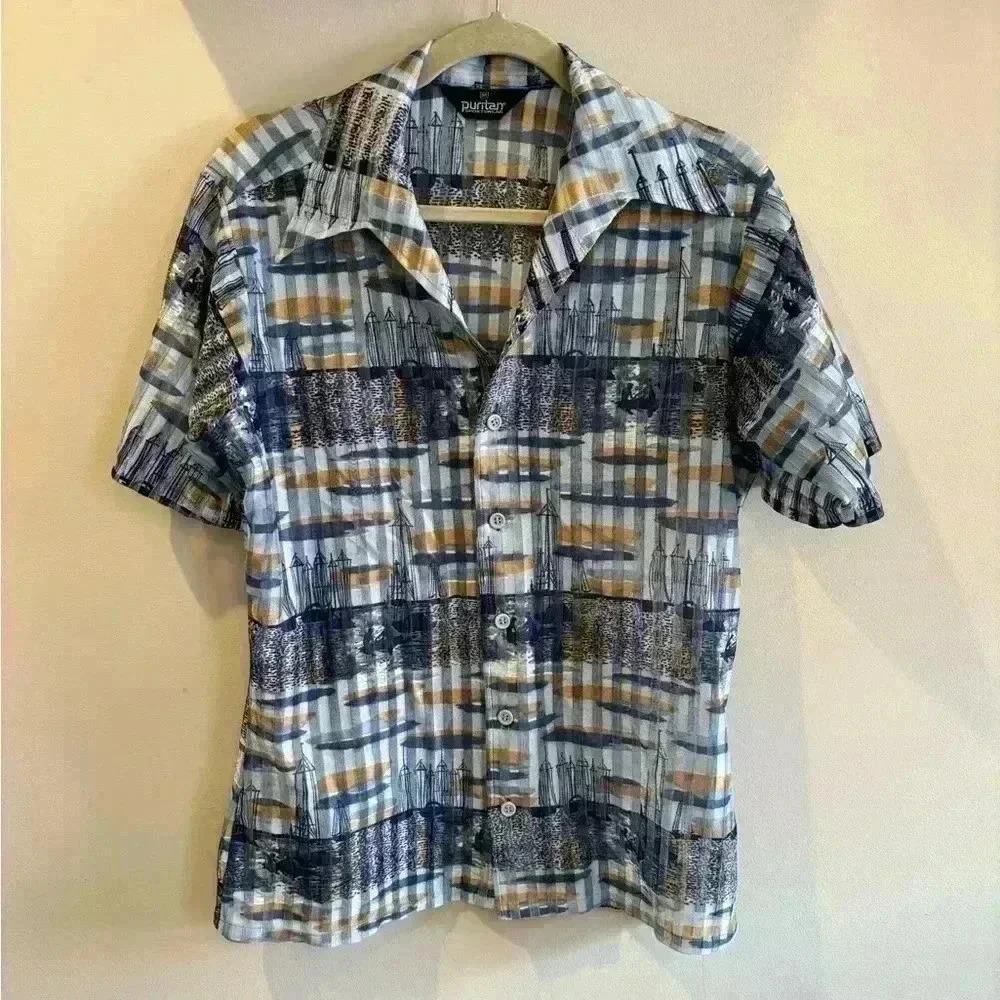 Puritan Sportswear Blue Button Up